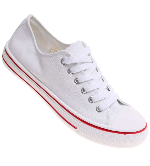 Klasyczne białe trampki sznurowane /G1-3 17978 T154/