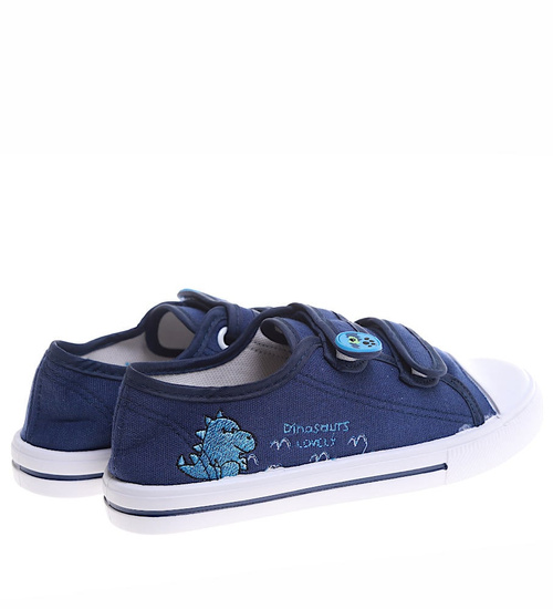 Granatowe tenisówki chłopięce na rzepy z dinozaurem /F8-1 16855 T187/