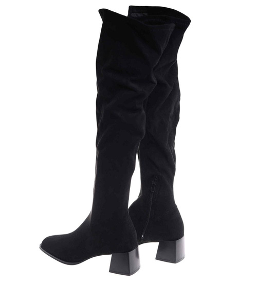 Czarne kozaki na niskim obcasie /F4-1 18519 W444/