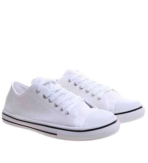 Trampki męskie z tkaniny klasyczne białe /e2-1 13758 T291/