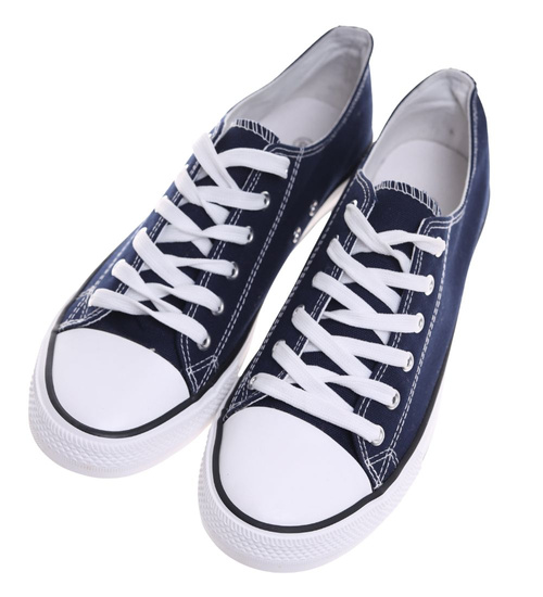 Trampki męskie Sznurowane granatowe z tkaniny ost502