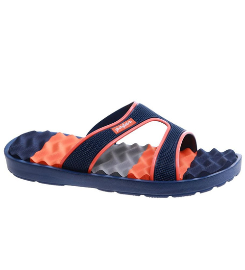 Basenowe klapki męskie Granatowe pomarańczowe /D6-1 17191  T087/