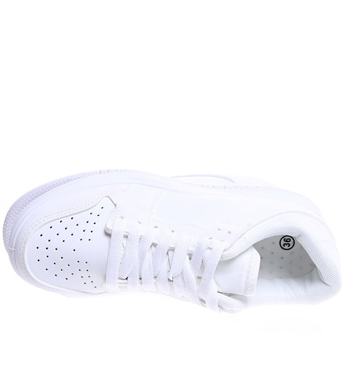 Sznurowane białe trampki damskie /A7-2 14749 T266/