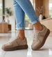 Zamszowe trampki damskie na platformie Khaki /D2-1 18815 W288/