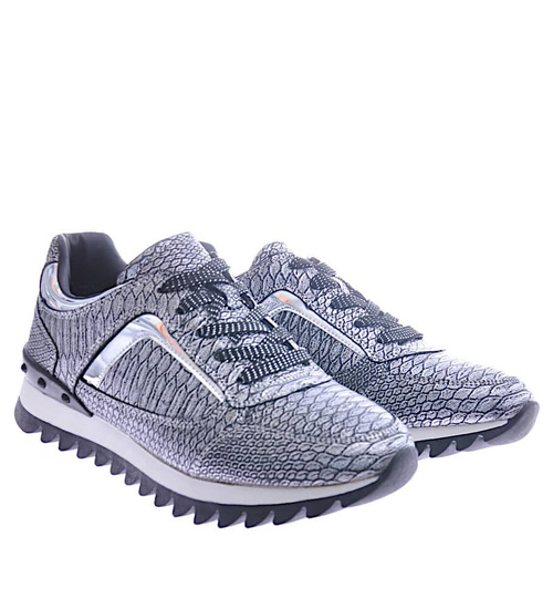 Damskie trampki sneakersy srebrne /E6-1 12549 T285/