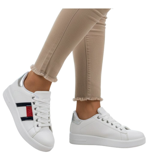 Białe trampki damskie na platformie /E7-2 9367 S490/