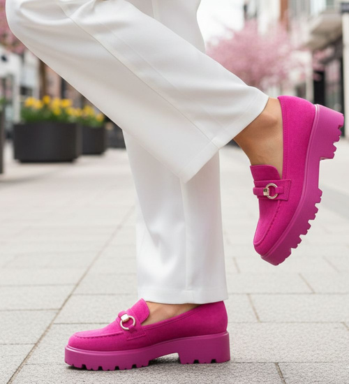 Fuksjowe półbuty mokasyny na platformie /D6-2 12698 T797/