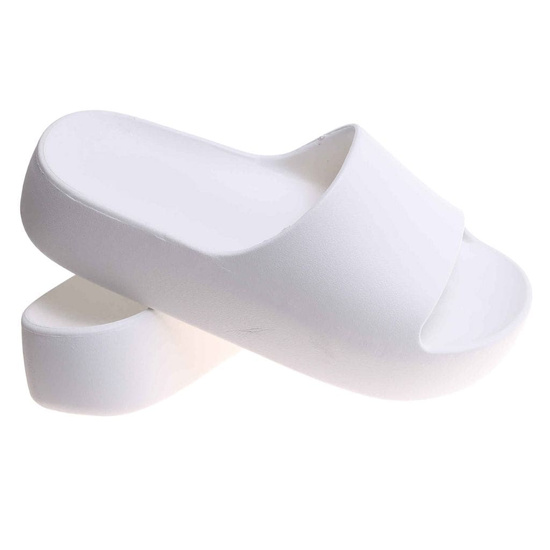 Białe wodoodporne klapki plażowe na platformie /D9-2 17846 G182/