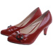 Bordowe czółenka damskie na słupku /G7-2 4384 T086/