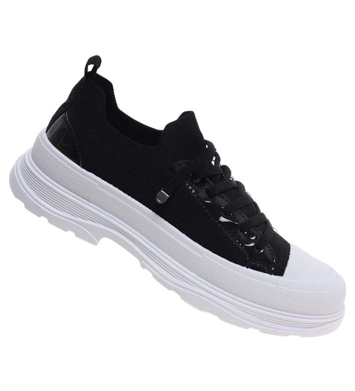 Czarne trampki na platformie wsuwane /D8-3 18721 T7/