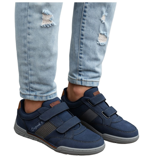 Chłopięce granatowe trampki na rzepy /C7-2 18092 T45-5/