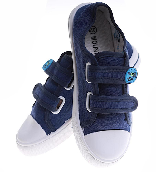 Granatowe tenisówki chłopięce na rzepy z dinozaurem /F8-1 16855 T187/