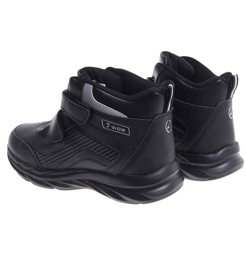 Ocieplane półbuty na rzepy Czarno białe /G5-2 18364 T285/