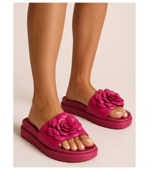 Plażowe różowe klapki damskie /D2-1 17865 S098/