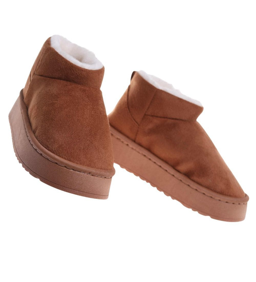 Kozaki śniegowce krótkie karmelowe ocieplane /B4-1 18351 T266/