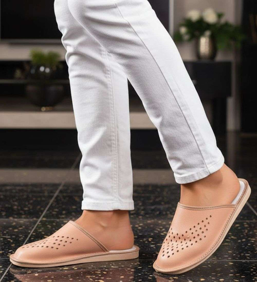 Skórzane męskie klapki domowe kapcie /E6-1 4832 S196/