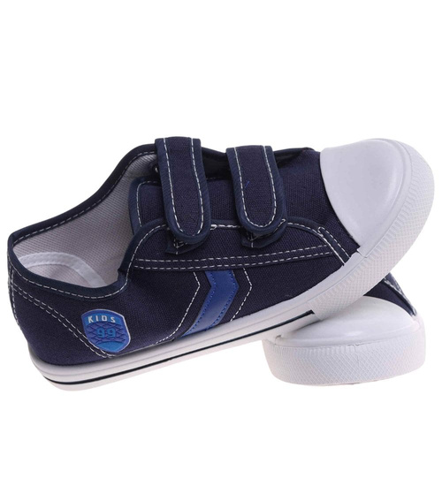 Chłopięce granatowe tenisówki na rzepy /C7-2 18037 T186/