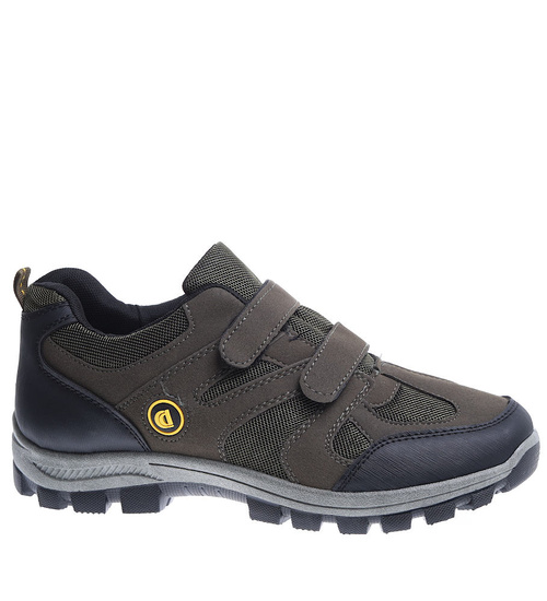 Męskie buty trekkingowe na rzepy Oliwkowe /F2-1 12594 S491/