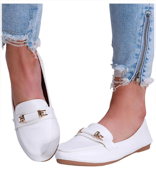 Baleriny lordsy w białym kolorze /B5-2 16161 T243/