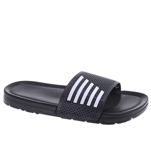 Czarne wodoodporne klapki męskie plażowe /A10-1 18371 T188/