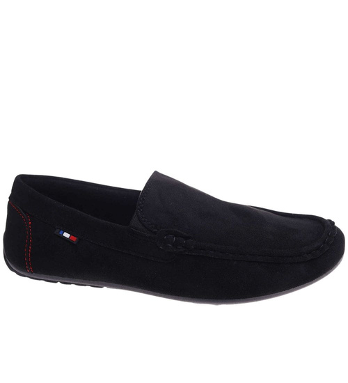 Czarne wsuwane mokasyny półbuty /B1-2 18027 T386 +H2/