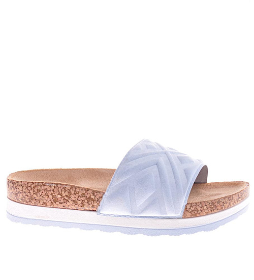 Błękitne klapki damskie na koturnie i platformie /F6-3 11470 W392/