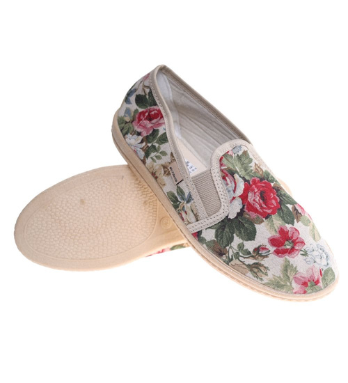 Damskie materiałowe tenisówki w kwiaty ost474