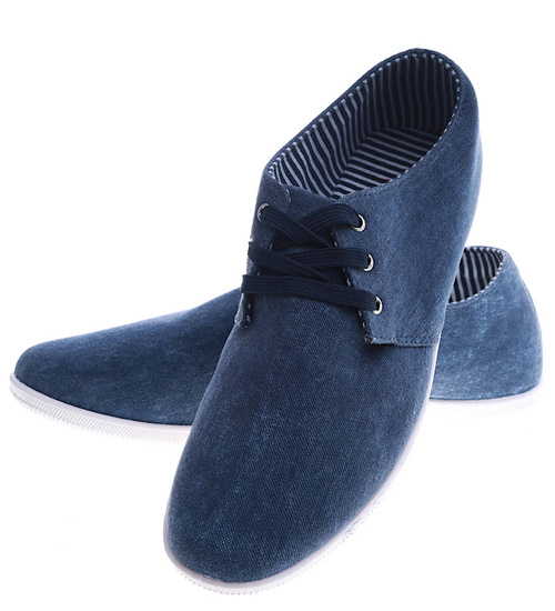 Granatowe męskie trampki z wiązaniami /G6-1 2279 S290/