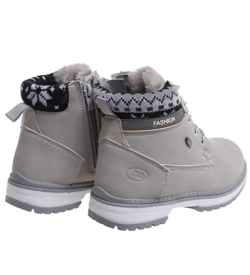 Ocieplane szare botki trapery dziewczęce /G1-2 18294 T384/
