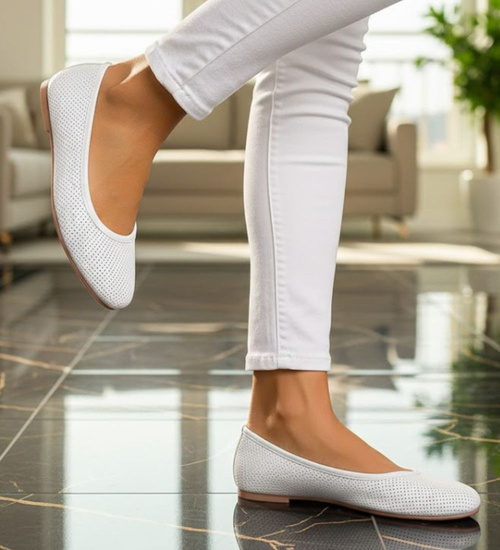 Ażurowe balerinki białe /A2-2 +h2 11274 T191/