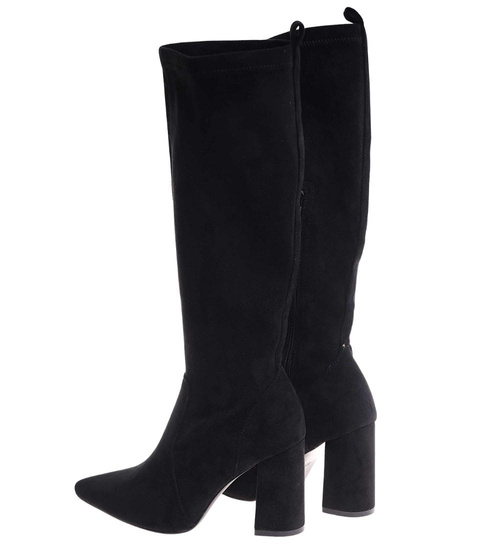 Klasyczne czarne kozaki damskie na obcasie /F3-2 18385 W456/