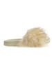 Beżowe klapki damskie z futerkiem /G4-2 4208 S1077/