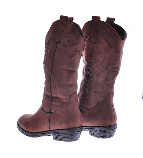 Klasyczne brązowe kozaki z ociepleniem /C5-3 12571 T392/