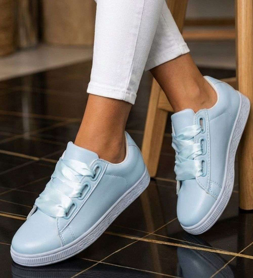 Wiązane trampki damskie pastelowe Baby Blue /A3-3 17510 W192/