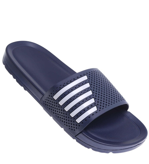 Granatowe wodoodporne klapki męskie plażowe /G4-1 18371 T188/