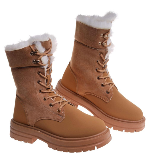 Zimowe botki trapery z futerkiem Camel /A7-1 18453 T346/