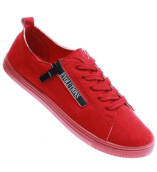 Sznurowane czerwone tenisówki /D9-2 11656 T194/