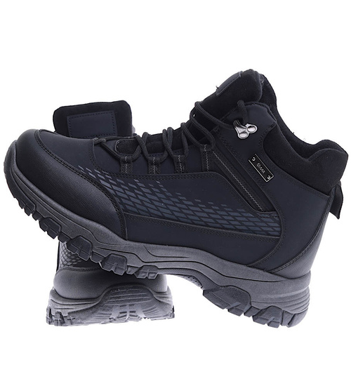 Ocieplane zimowe buty trekkingowe Czarne /A2-3 15391 T534/