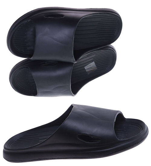 Czarne wodoodporne klapki plażowe /G8-1 17419 S182/