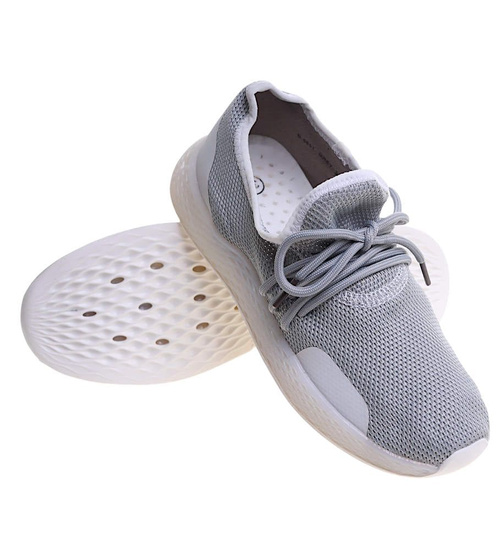 Wsuwane damskie buty sportowe Szare /D6-3 10120 S197/