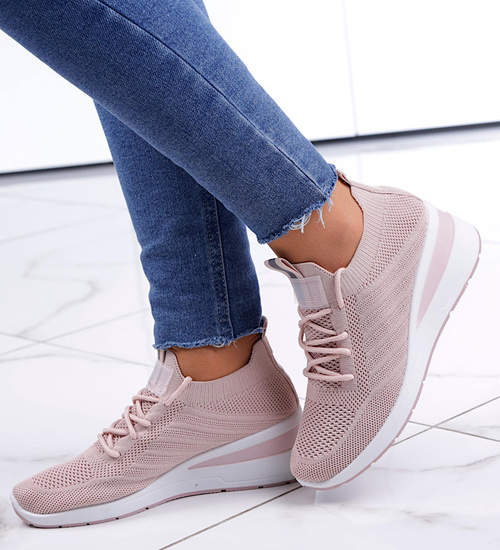 Różowe trampki sneakersy na koturnie /C2-3 13183 T395/