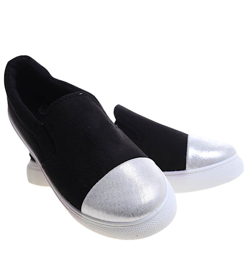 Czarne wsuwane trampki dziewczęce slip on /E5-2 13683  T004/