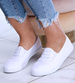 Białe materiałowe tenisówki slip on /E6-214442 T213/