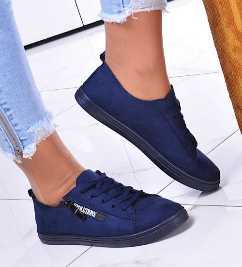 Sznurowane granatowe tenisówki /F6-2 11671 T194/