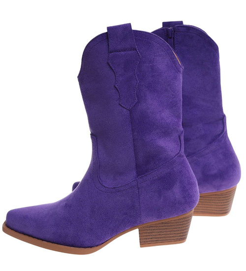 Fioletowe botki damskie kowbojki /D1-3 18422 W287/