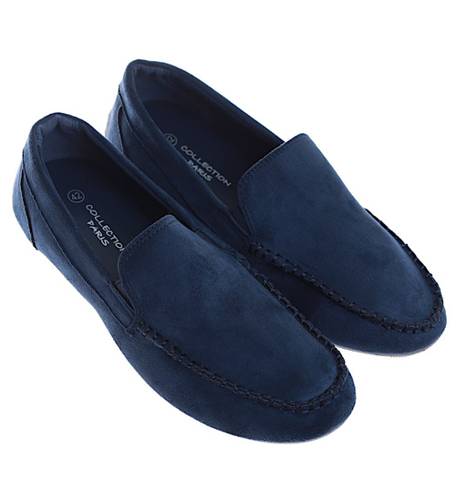 Wsuwane męskie granatowe półbuty mokasyny /F2-2 16568 T340/
