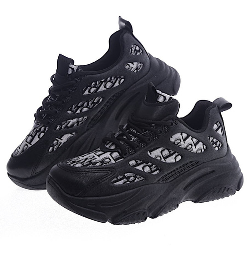 Wiązane sportowe buty damskie czarne /G3-2 13194 T298/