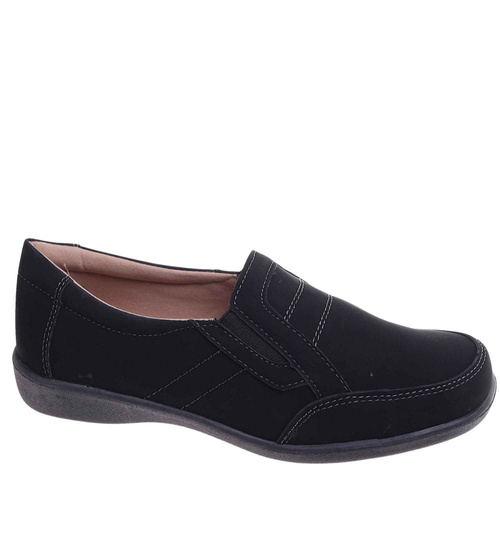 Czarne płaskie półbuty damskie /G2-2 18104  T237/