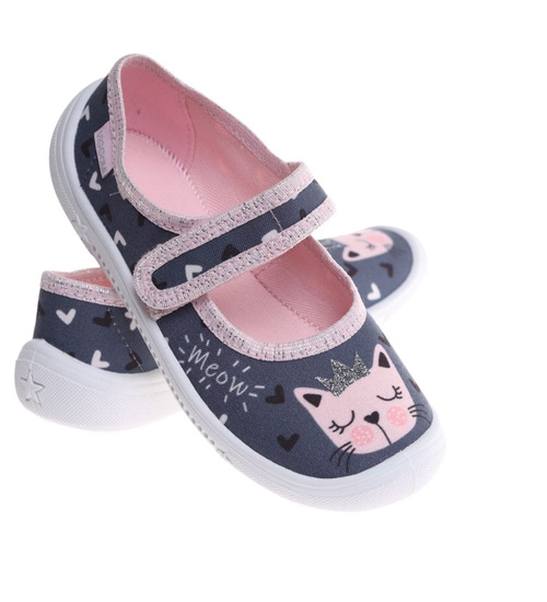 Szare dziewczęce tenisówki na rzep ost472