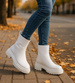 Botki damskie na płaskim obcasie Białe /A10-3 18262 W187 +H2/